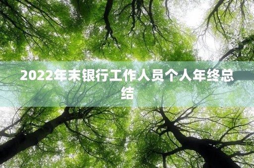 2022年末银行工作人员个人年终总结