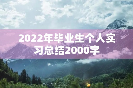 2022年毕业生个人实习总结2000字