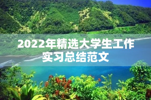 2022年精选大学生工作实习总结范文 2022年精选大学生工作实习总结范文