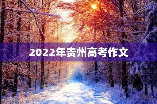 2022年贵州高考作文