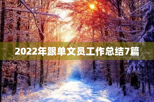 2022年跟单文员工作总结7篇