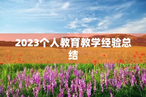 2023个人教育教学经验总结