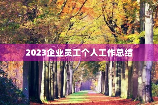2023企业员工个人工作总结（15篇）