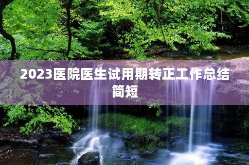2023医院医生试用期转正工作总结简短