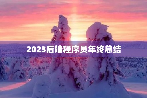 2023后端程序员年终总结