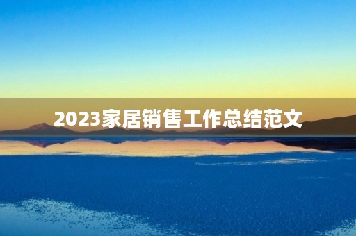 2023家居销售工作总结范文