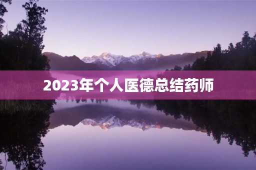 2023年个人医德总结药师