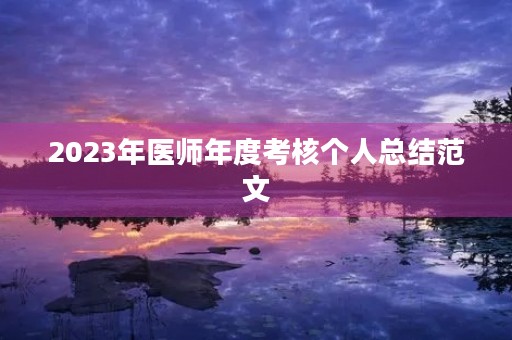 2023年医师年度考核个人总结范文