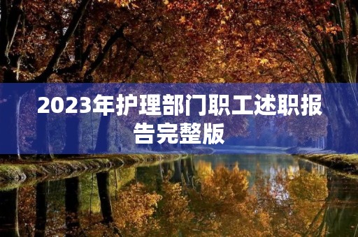 2023年护理部门职工述职报告完整版