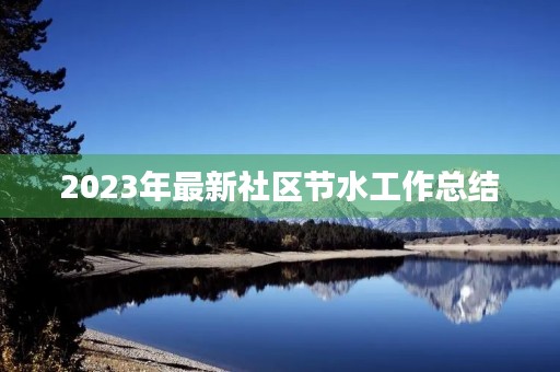2023年最新社区节水工作总结