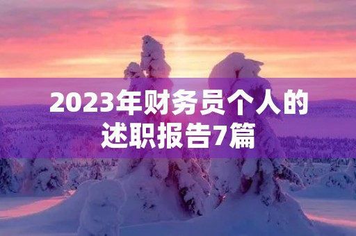 2023年财务员个人的述职报告7篇 2023年财务员个人的述职报告7篇