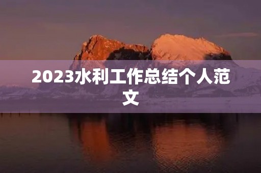 2023水利工作总结个人范文