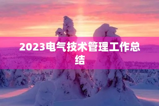 2023电气技术管理工作总结