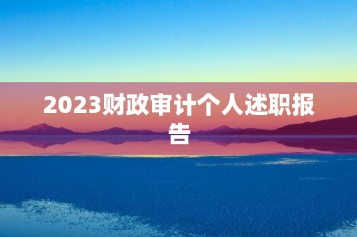 2023财政审计个人述职报告 2023财政审计个人述职报告
