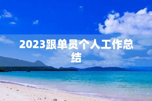 2023跟单员个人工作总结