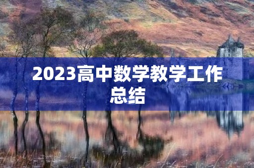 2023高中数学教学工作总结