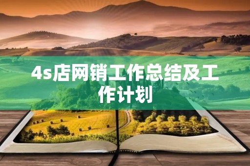 4s店网销工作总结及工作计划