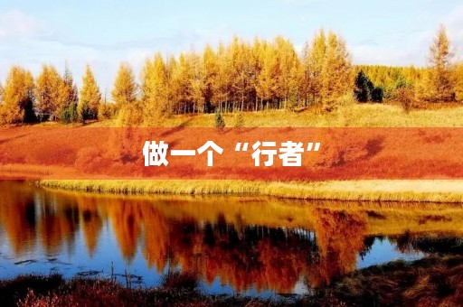 做一个“行者”