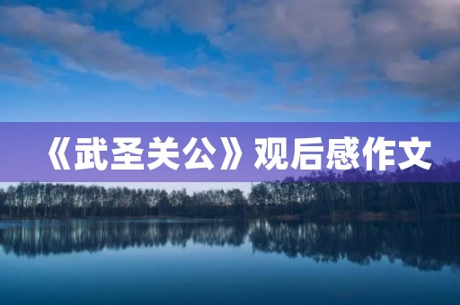 《武圣关公》观后感作文