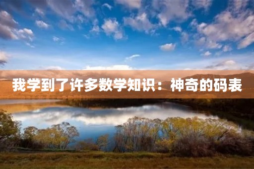 我学到了许多数学知识：神奇的码表