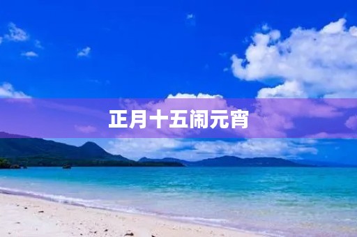 正月十五闹元宵